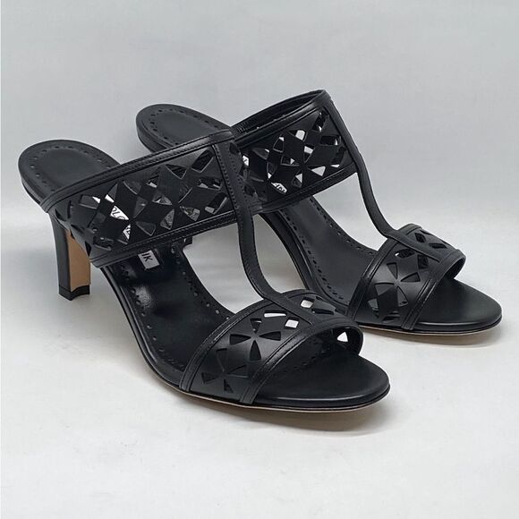 Manolo Blahnik Sophocles Perforated Mules - Picture 4 of 13